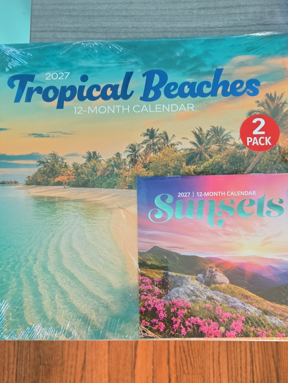 Tropical Beaches Wall Calendar And Mini Calendar Of Sunsets 2027 Home Office New